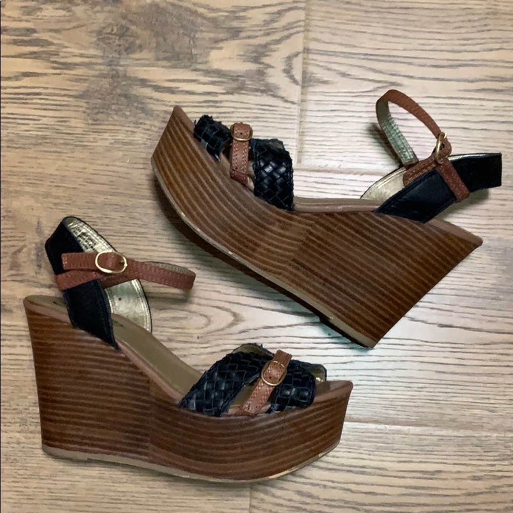 Seychelles Platform Wedge, Black & Brown Sandal